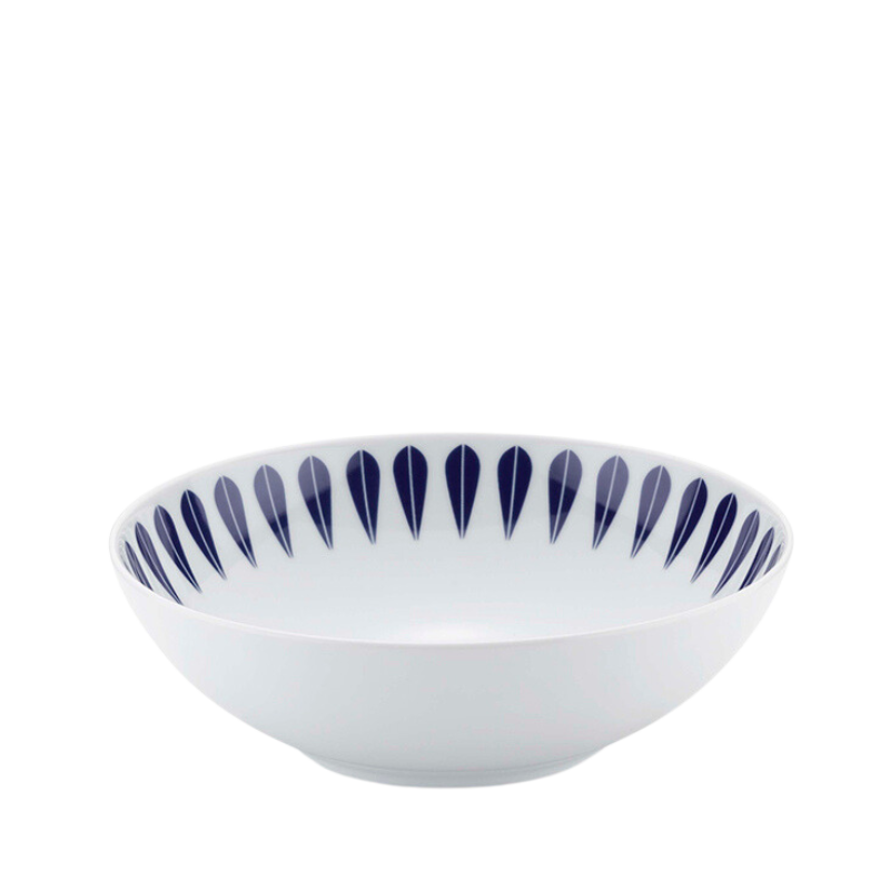 Lotus Deep Plate | White, Dark Blue