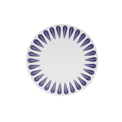 Lotus Plate | White, Dark Blue