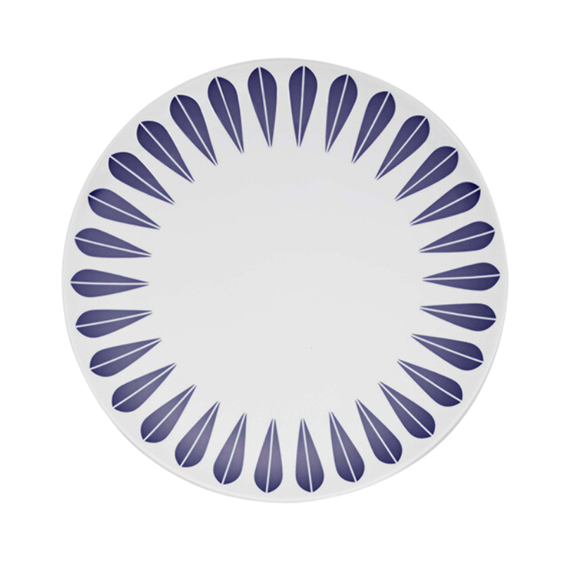 Lotus Plate | White, Dark Blue