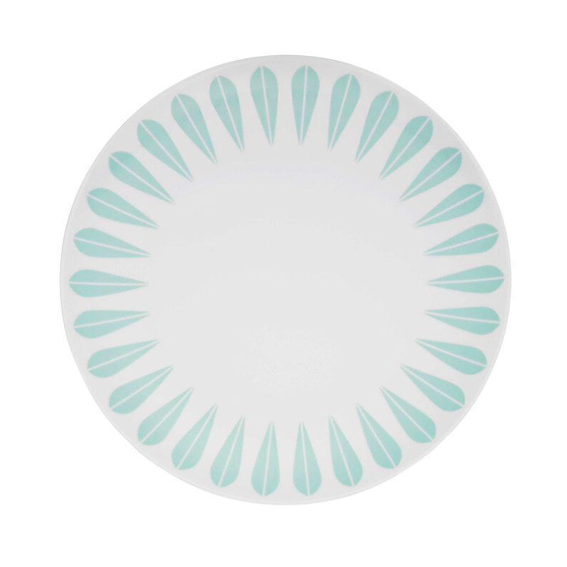 Lotus Plate | White, Mint Green