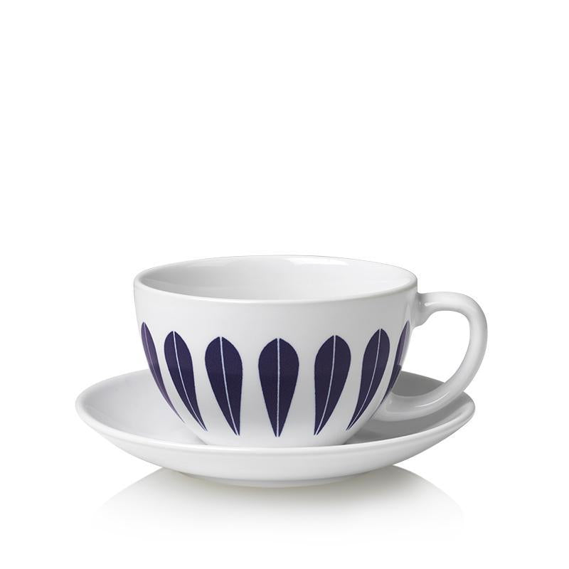 Lucie Kaas, ARNE CLAUSEN COLLECTION, Lotus Tea Cup And Saucer | White, Dark Blue, Coffee & Tea Cups