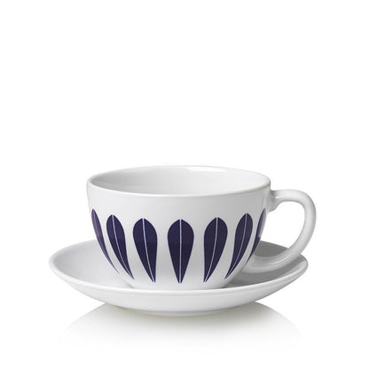 Lucie Kaas, ARNE CLAUSEN COLLECTION, Lotus Tea Cup And Saucer | White, Dark Blue, Coffee & Tea Cups
