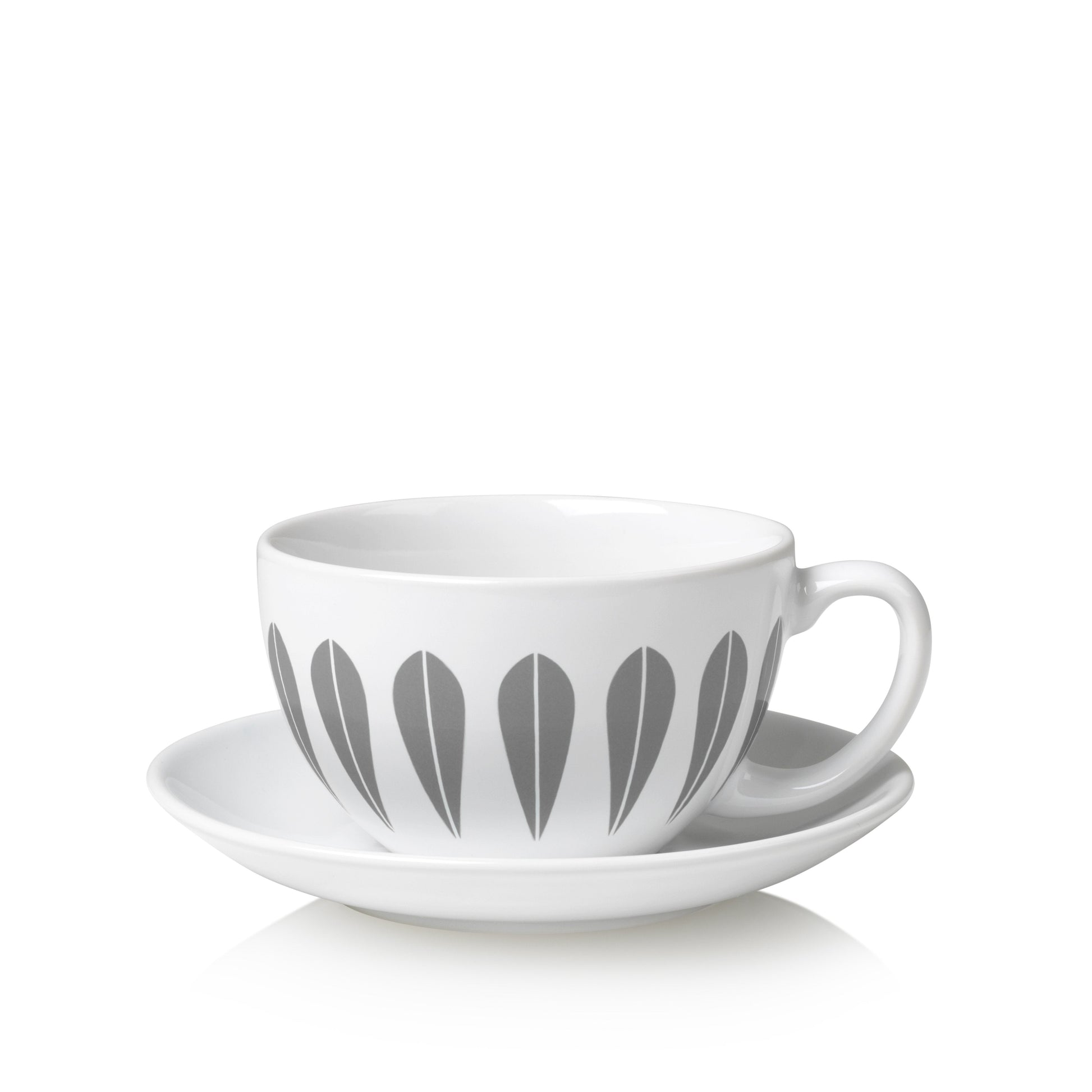 Lucie Kaas, ARNE CLAUSEN COLLECTION, Lotus Tea Cup And Saucer | White, Grey, Coffee & Tea Cups
